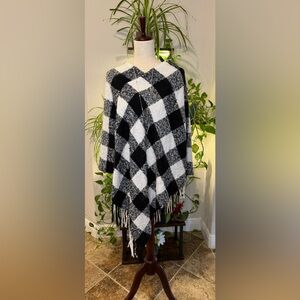 Black and White Checkered Poncho